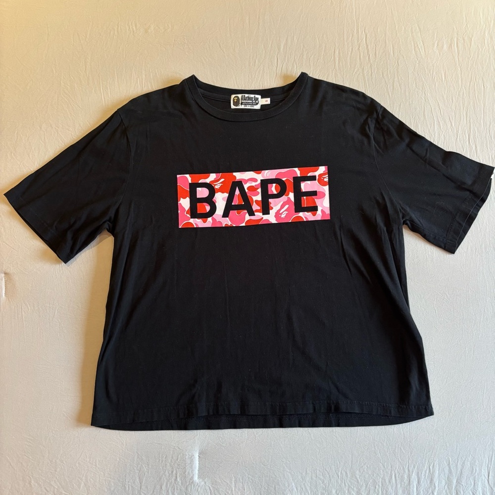 BAPE Women’s Black T-Shirt with Red and Pink Accents